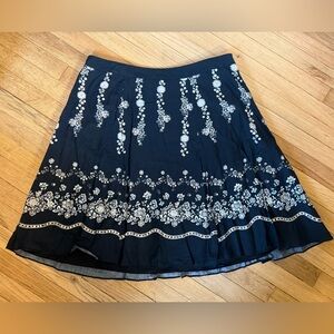 Venezia Black and White Floral A-Line Skirt